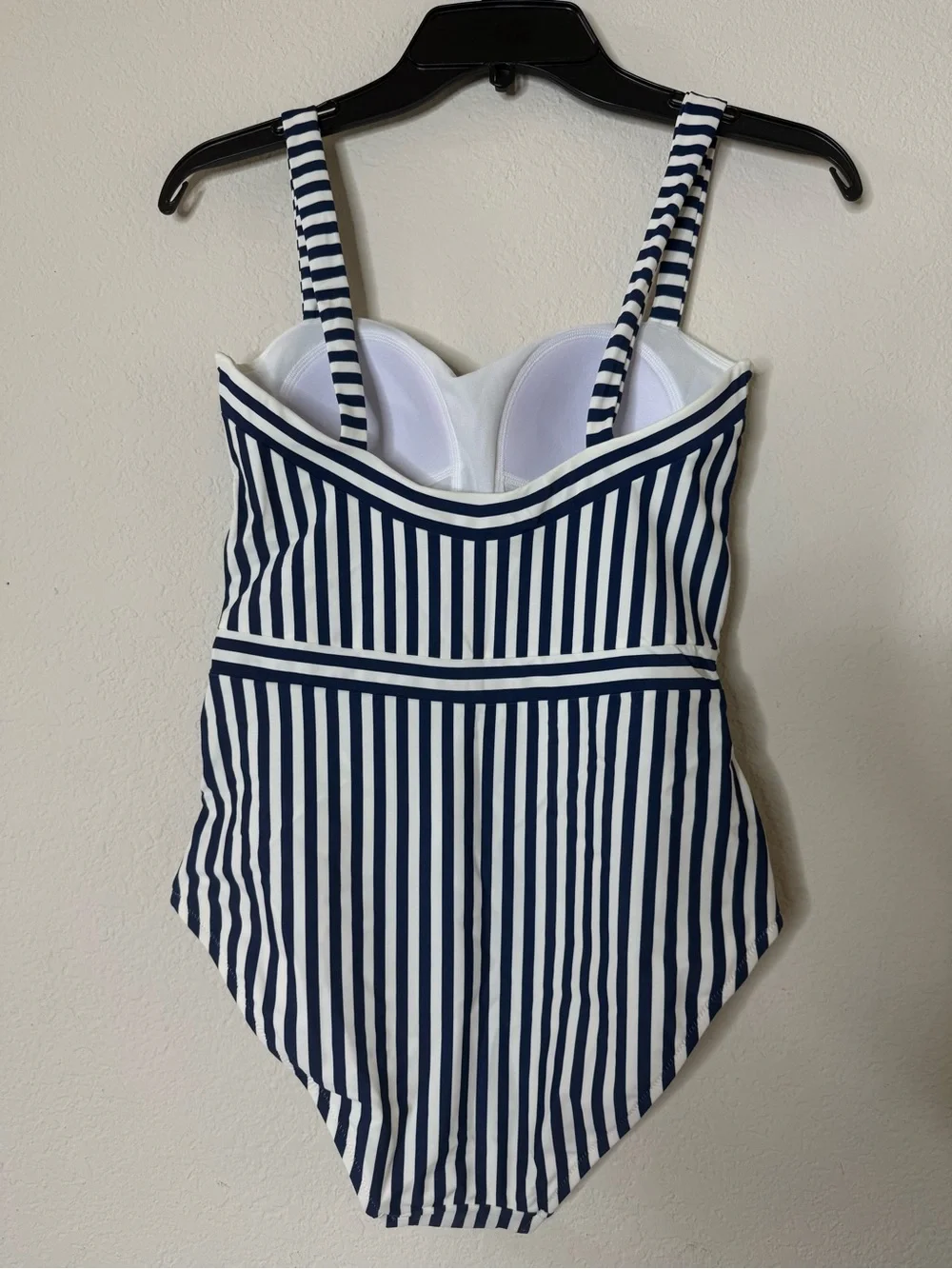 BODEN Women’s Clean Sweetheart Swimsuit Navy and Ivory Stripe Size 8R New - Picture 3 of 10
